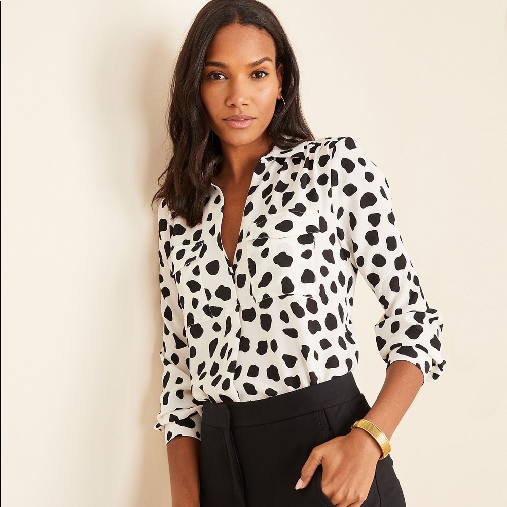 NWT! ANN TAYLOR Petite Leopard Print Camp Shirt